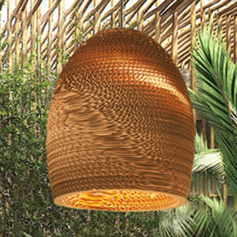 Papieren koepelschaduw hanglamp Aziatische stijl 1 lamp plafondlamp bruin voor restaurant, diameter 10"/14"/16"/22" Clearhalo