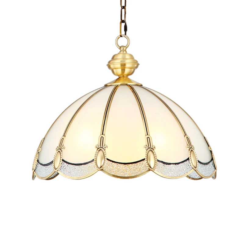 Parapluvormige eetkamer hanglamp antiek opaalglas gouden kroonluchter lichtarmatuur Clearhalo