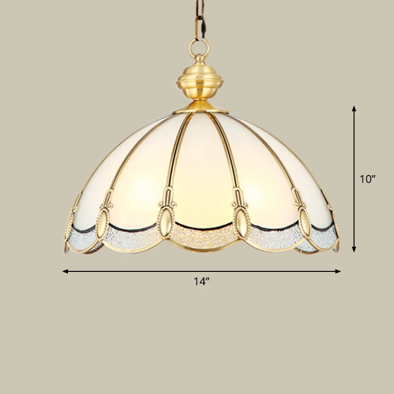 Parapluvormige eetkamer hanglamp antiek opaalglas gouden kroonluchter lichtarmatuur Clearhalo