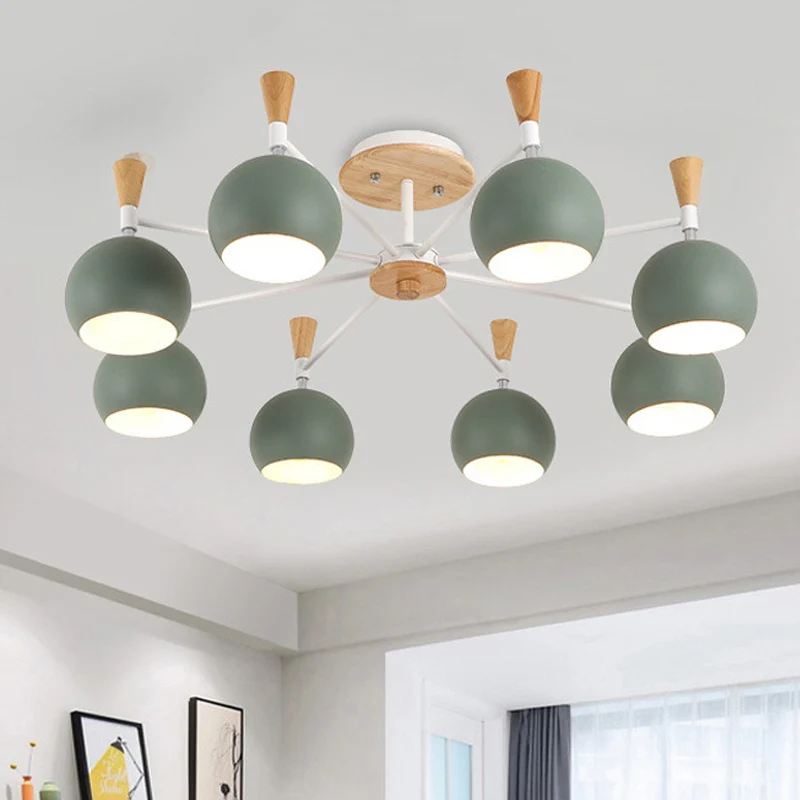 Pastel cirkel hanglampen metaal 8 lampen hangende kroonluchter voor de kleuterschool Clearhalo