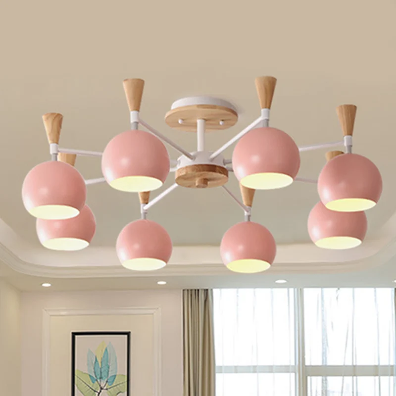 Pastel cirkel hanglampen metaal 8 lampen hangende kroonluchter voor de kleuterschool Clearhalo