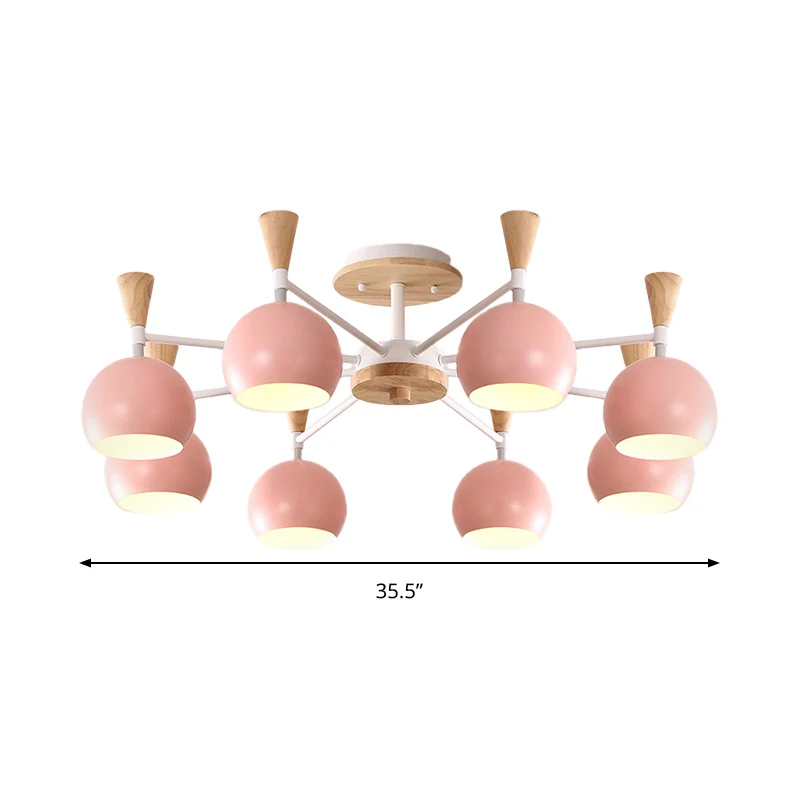 Pastel cirkel hanglampen metaal 8 lampen hangende kroonluchter voor de kleuterschool Clearhalo