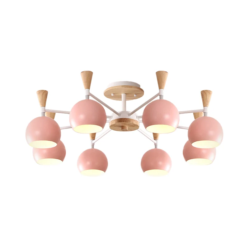 Pastel cirkel hanglampen metaal 8 lampen hangende kroonluchter voor de kleuterschool Clearhalo
