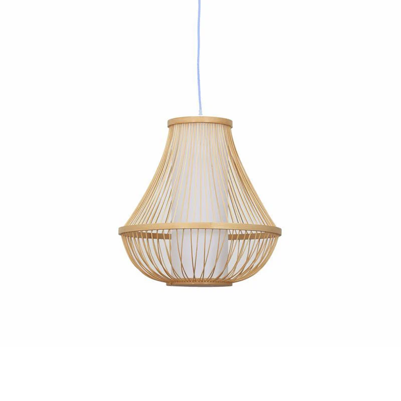 Peervormige hanglamp, eigentijdse bamboe restauranthanglamp met één lamp hout Clearhalo