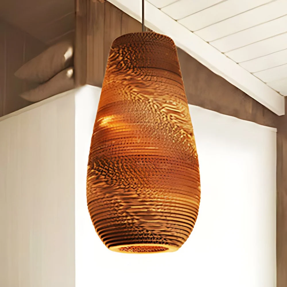 Perkamentpapier Vaasvormige hanglamp Aziatische enkele hanglamp bruin voor restaurant Clearhalo
