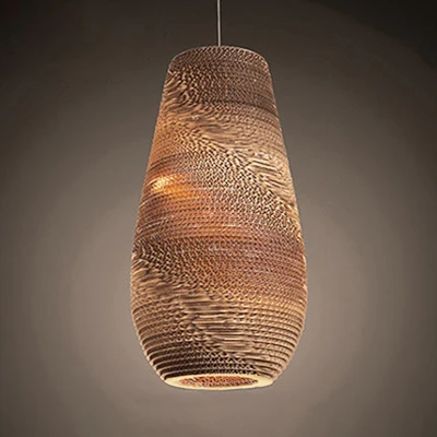 Perkamentpapier Vaasvormige hanglamp Aziatische enkele hanglamp bruin voor restaurant Clearhalo