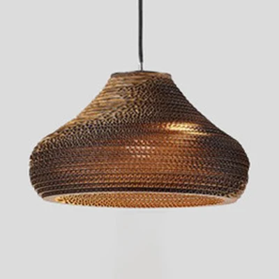 Perkamentpapier Vaasvormige hanglamp Aziatische enkele hanglamp bruin voor restaurant Clearhalo
