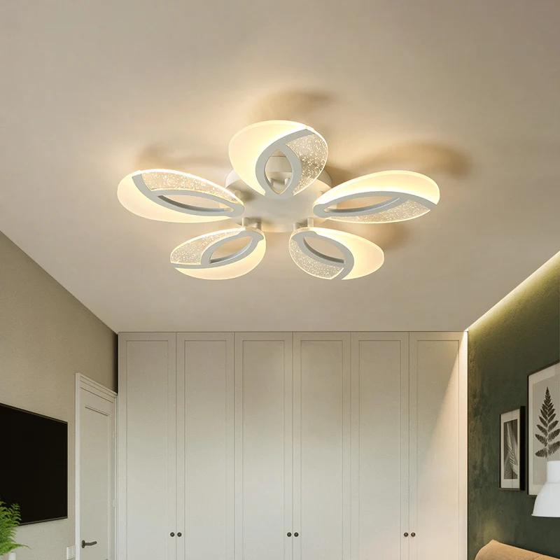 Petal LED-plafondlamp armatuur modernistisch acryl 5/9/18-licht witte semi-gemonteerde verlichting voor slaapkamer Clearhalo