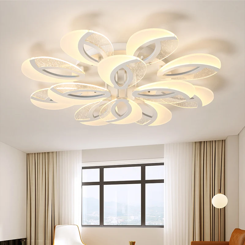 Petal LED-plafondlamp armatuur modernistisch acryl 5/9/18-licht witte semi-gemonteerde verlichting voor slaapkamer Clearhalo