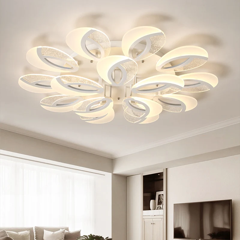 Petal LED-plafondlamp armatuur modernistisch acryl 5/9/18-licht witte semi-gemonteerde verlichting voor slaapkamer Clearhalo
