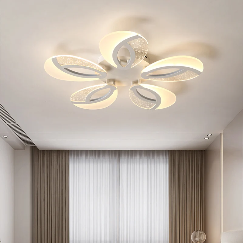 Petal LED-plafondlamp armatuur modernistisch acryl 5/9/18-licht witte semi-gemonteerde verlichting voor slaapkamer Clearhalo