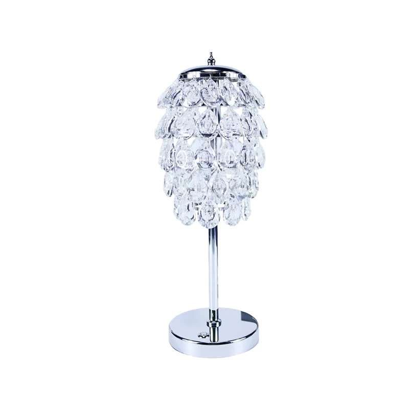 Pipe Cone LED-nachtkastjelamp Modern helder/champagnekristallen tafelverlichting met chromen staafstam Clearhalo
