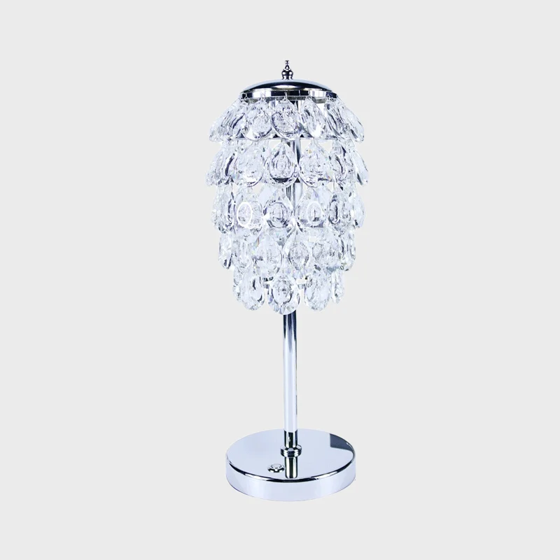 Pipe Cone LED-nachtkastjelamp Modern helder/champagnekristallen tafelverlichting met chromen staafstam Clearhalo