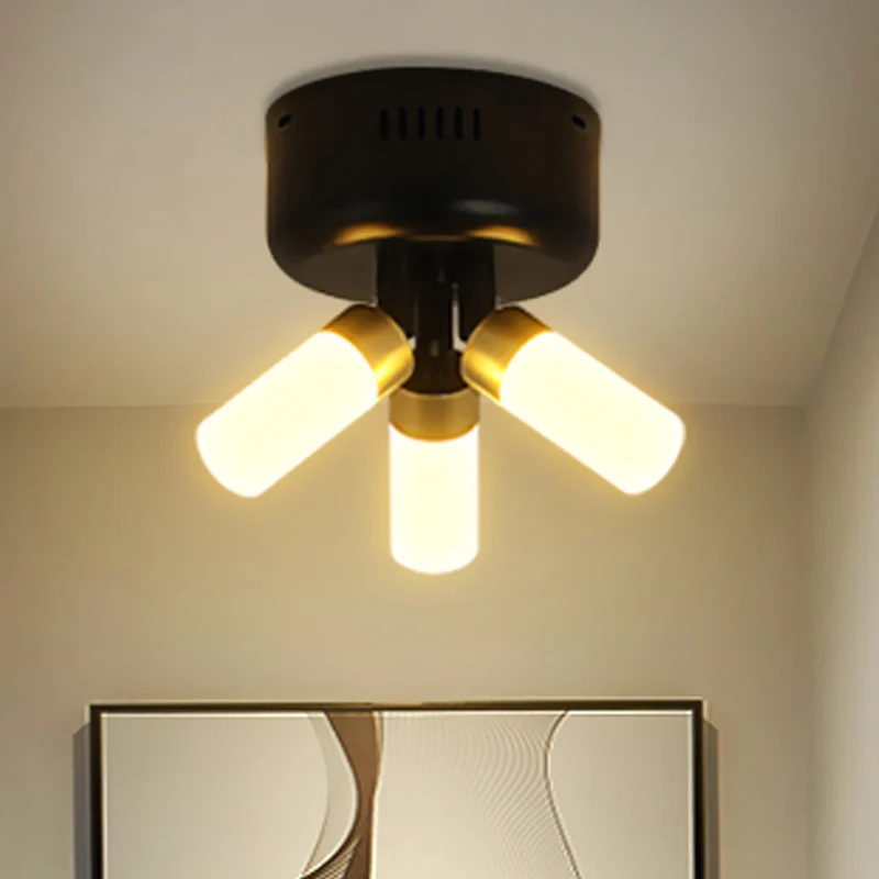 Pipe semi-inbouw licht metaal modern 3-lichts LED semi-inbouw plafondarmatuur zwarte afwerking voor balkon Clearhalo