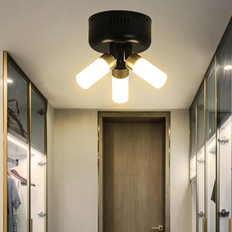 Pipe semi-inbouw licht metaal modern 3-lichts LED semi-inbouw plafondarmatuur zwarte afwerking voor balkon Clearhalo