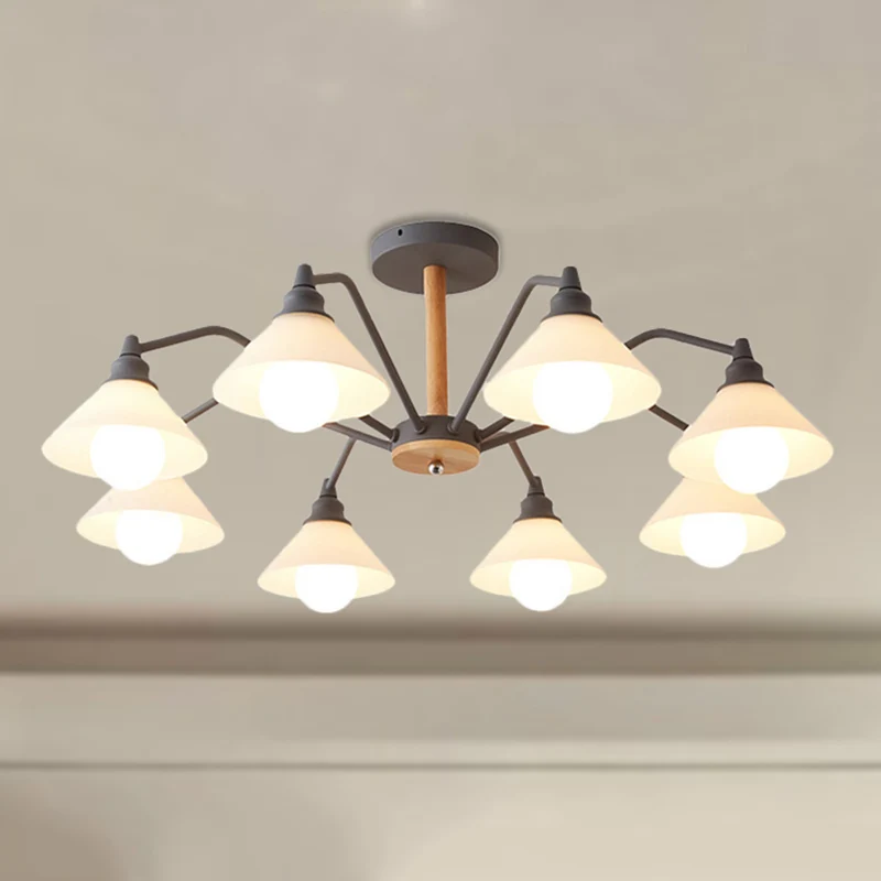 Piramide woonkamerkroonluchter metaal 8 lichts moderne hanglampen zwart/groen/grijs Clearhalo