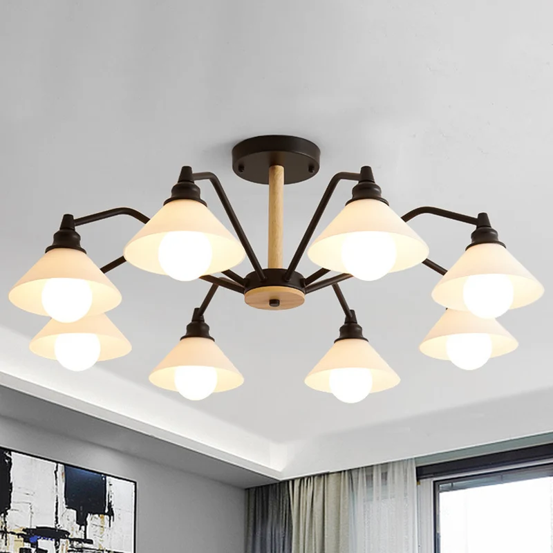 Piramide woonkamerkroonluchter metaal 8 lichts moderne hanglampen zwart/groen/grijs Clearhalo