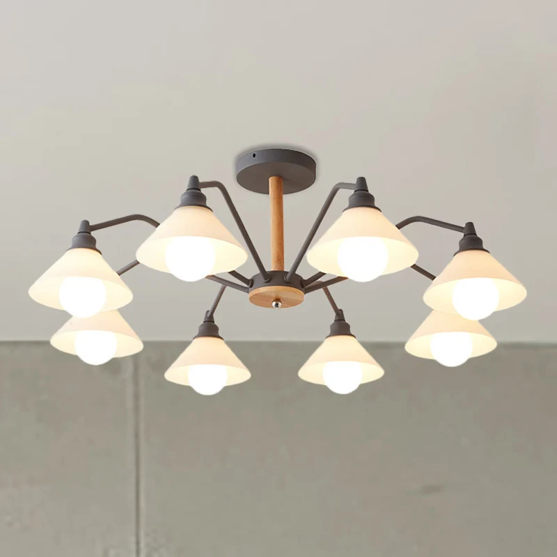 Piramide woonkamerkroonluchter metaal 8 lichts moderne hanglampen zwart/groen/grijs Clearhalo