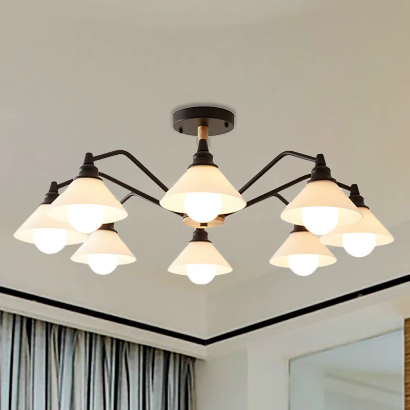 Piramide woonkamerkroonluchter metaal 8 lichts moderne hanglampen zwart/groen/grijs Clearhalo