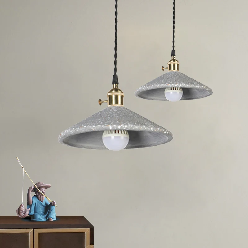 Piramide-ophanglamp met enkele kop, eigentijdse cementhanglamp voor werkplaatsbar Clearhalo