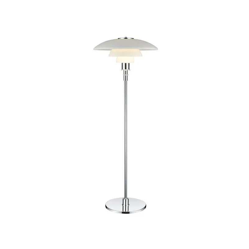 Plaatachtige staande lamp met 2 niveaus, eigentijds metallic 1-kops woonkamervloerlamp wit Clearhalo