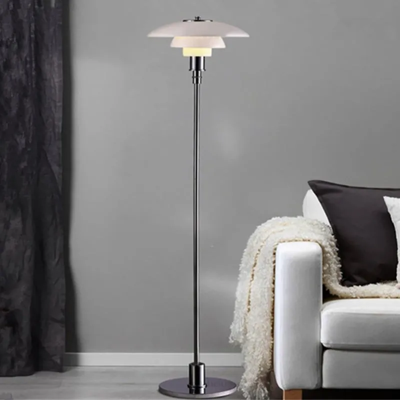 Plaatachtige staande lamp met 2 niveaus, eigentijds metallic 1-kops woonkamervloerlamp wit Clearhalo
