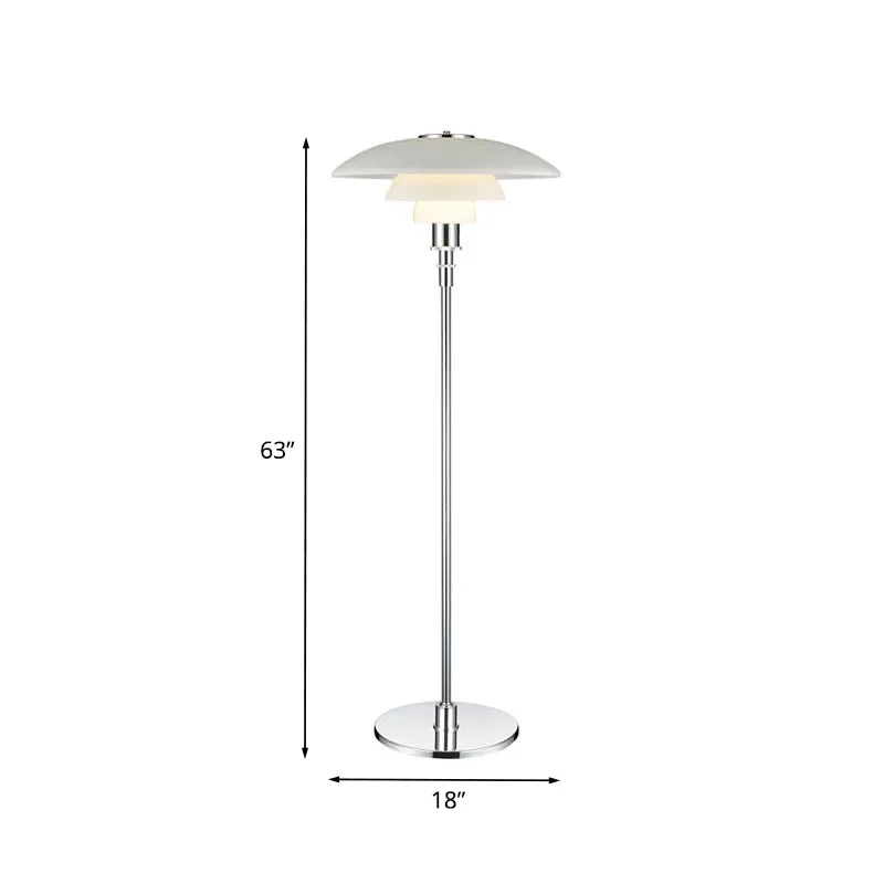 Plaatachtige staande lamp met 2 niveaus, eigentijds metallic 1-kops woonkamervloerlamp wit Clearhalo
