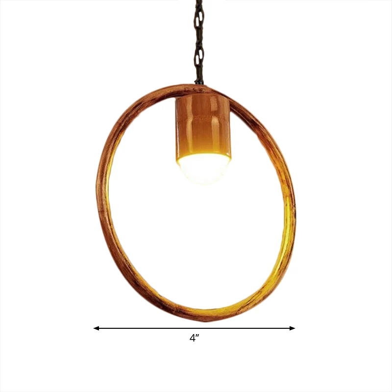 Plafondhanger met één licht Retro Hout Messing Hangende hanger voor Bar Coffee Shop Clearhalo