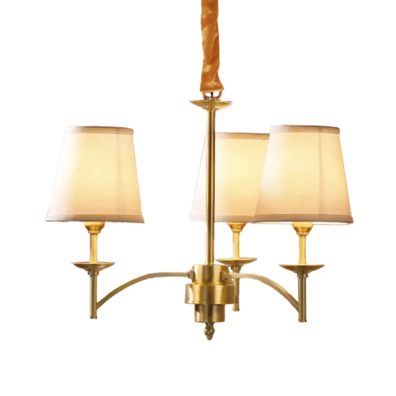 Plafondkroonluchter met 6/8/10 lampen, traditionele taps toelopende hanglamp van stof, goud Clearhalo