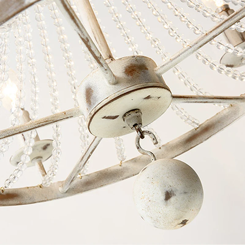 Plafondkroonluchter met 6 lampen, traditionele kristallen hangende lamp noodlijdend wit Clearhalo