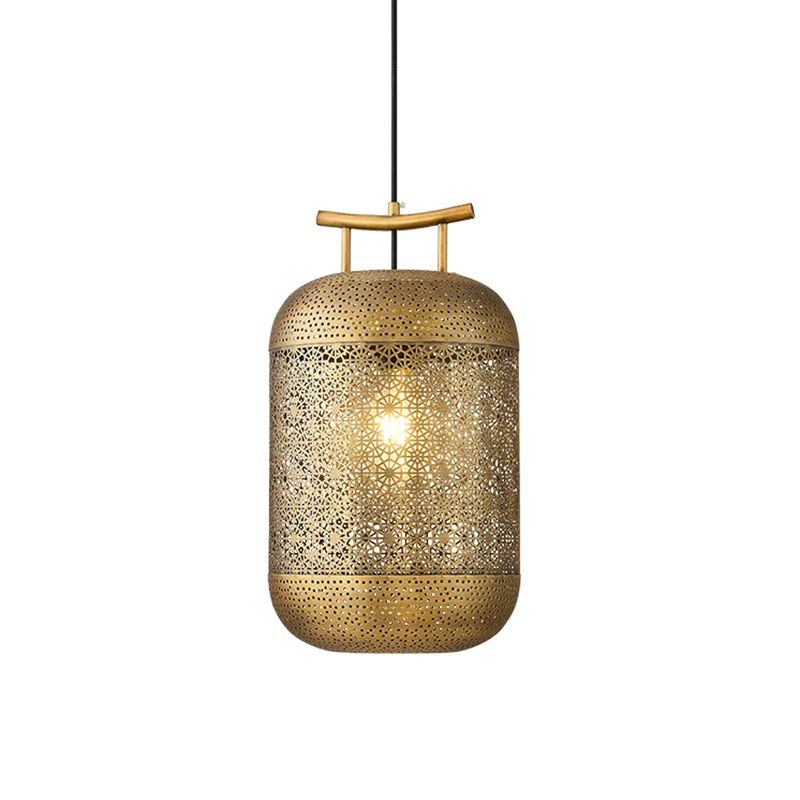 Plafondlamp met 1 kop cilinder, kolonialistisch goud metallic, neerwaartse verlichting voor eetkamer Clearhalo