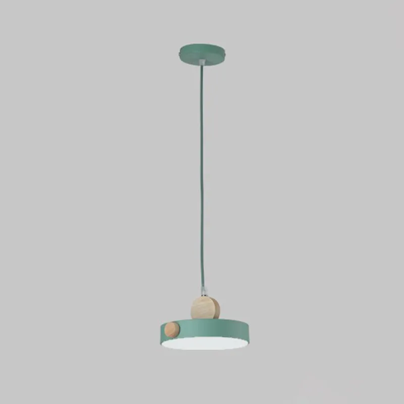 Plafondlamp met metalen trommel, minimalistisch, 1-lichts hanglampset groen voor eetkamer Clearhalo