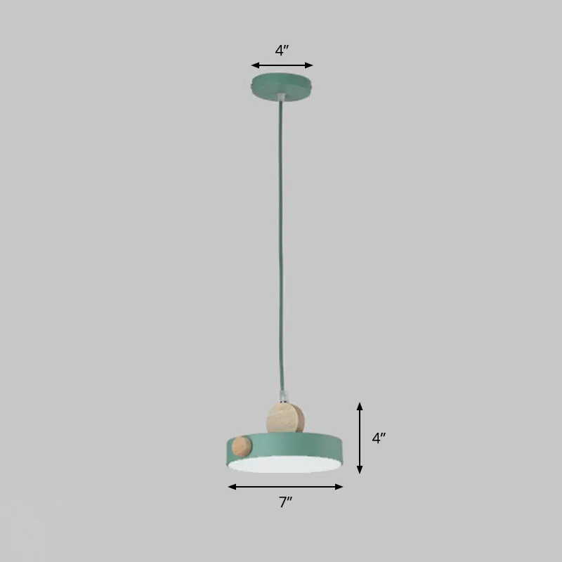 Plafondlamp met metalen trommel, minimalistisch, 1-lichts hanglampset groen voor eetkamer Clearhalo