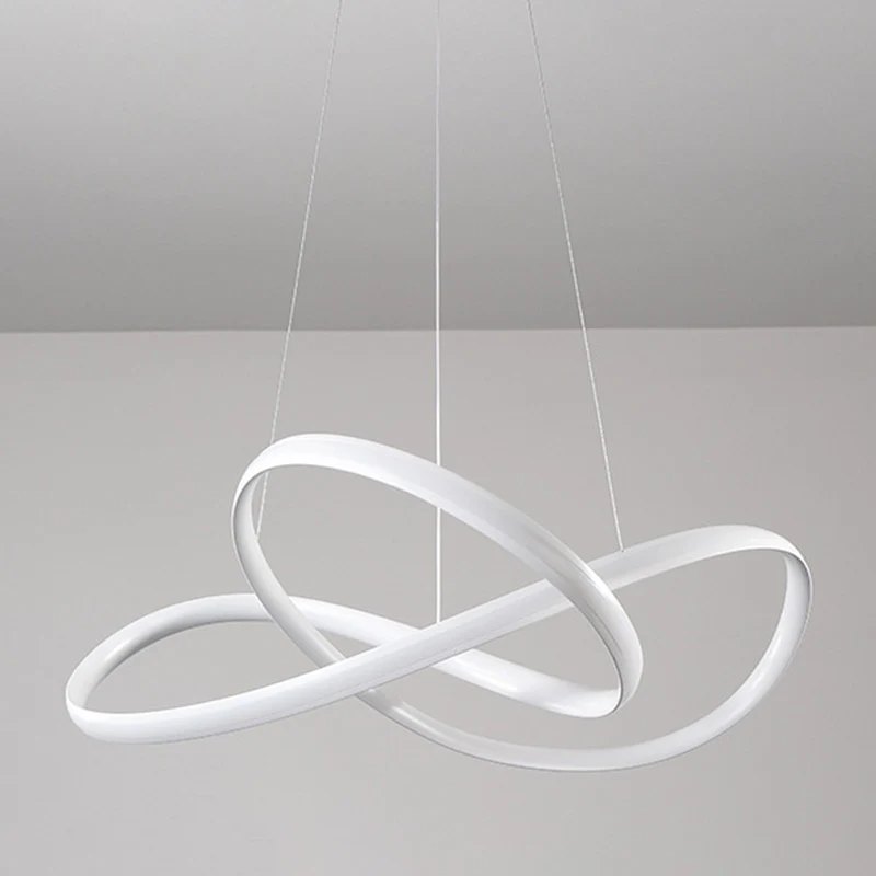 Plafondlamp met naadloze curve, eenvoudige stijl, metalen eetkamer LED-kroonluchter Clearhalo
