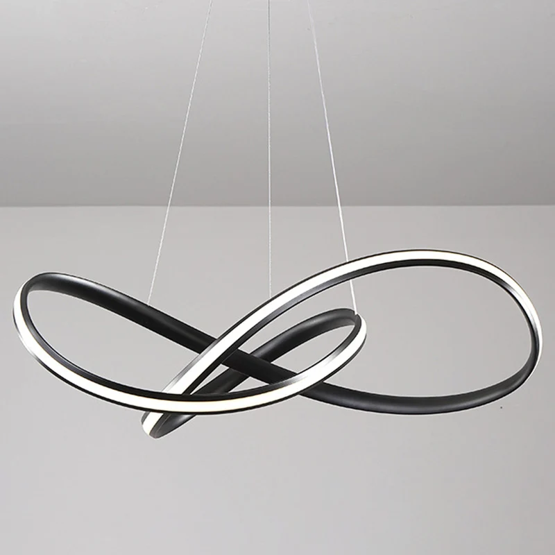 Plafondlamp met naadloze curve, eenvoudige stijl, metalen eetkamer LED-kroonluchter Clearhalo