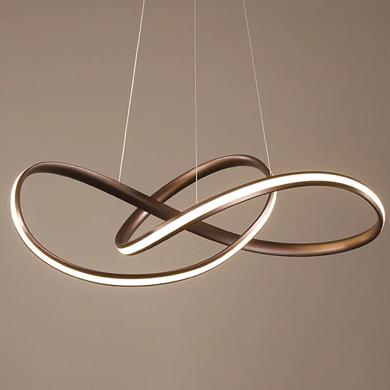 Plafondlamp met naadloze curve, eenvoudige stijl, metalen eetkamer LED-kroonluchter Clearhalo