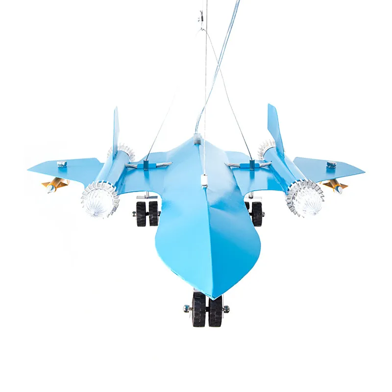 Plane Kleuterschool Game Room Kroonluchter Metaal Cartoon Kinderhanglamp hemelsblauw Clearhalo