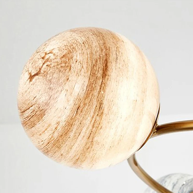 Planet Eetkamerhanglamp Veelkleurig glas 6-lamps postmoderne kroonluchter goud Clearhalo