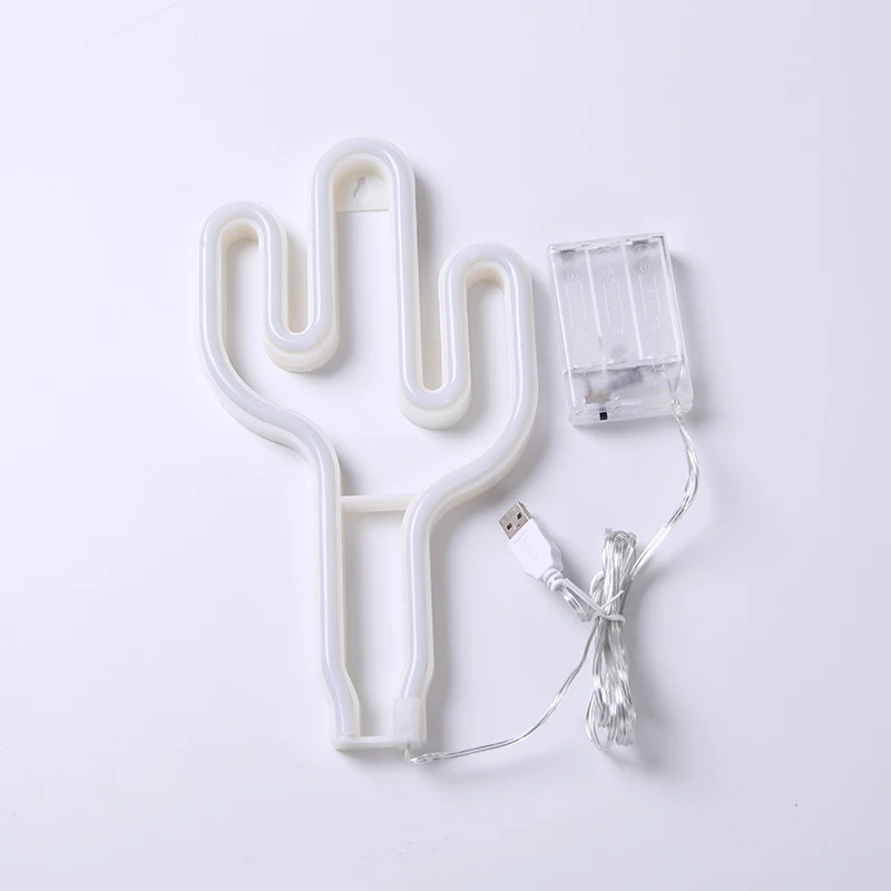 Plastic Cactus Mini Nachtlamp Creatieve USB-bediende LED Witte Muur Nachtverlichting Clearhalo