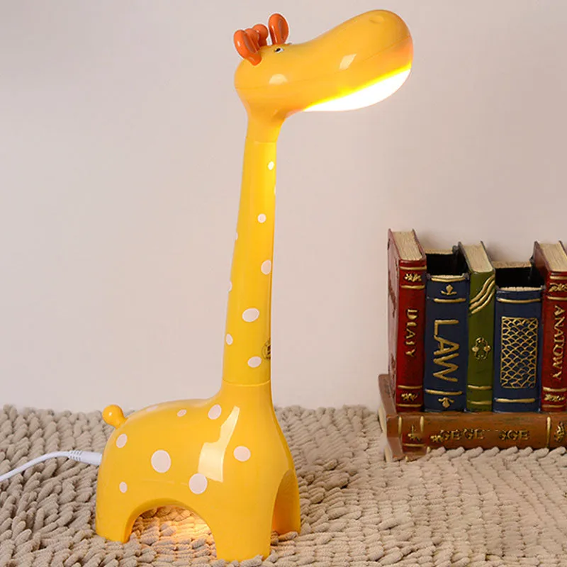 Plastic giraffe bureaulamp kinderen 1-kops wit/geel nachtkastje verlichting voor kinderslaapkamer Clearhalo