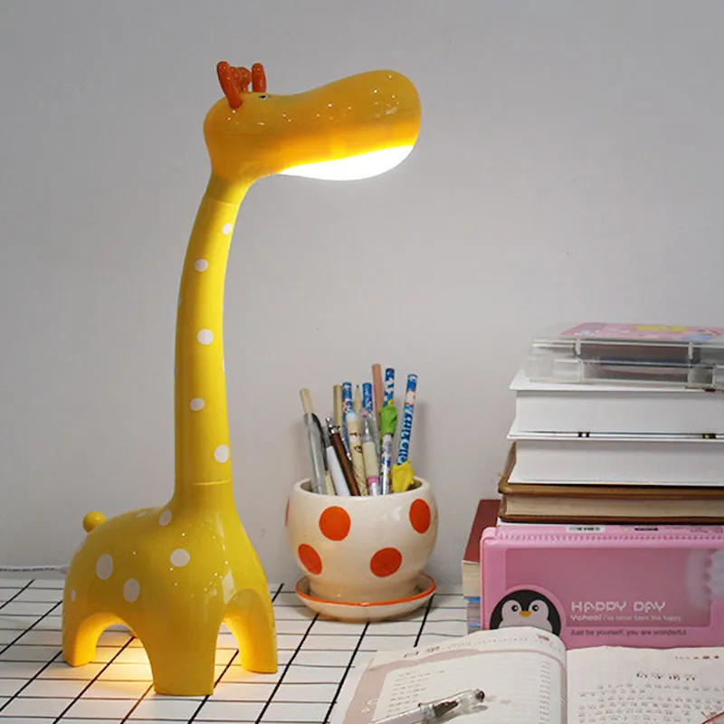 Plastic giraffe bureaulamp kinderen 1-kops wit/geel nachtkastje verlichting voor kinderslaapkamer Clearhalo