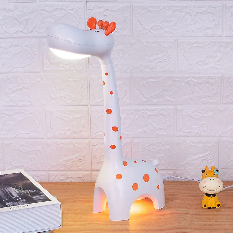 Plastic giraffe bureaulamp kinderen 1-kops wit/geel nachtkastje verlichting voor kinderslaapkamer Clearhalo