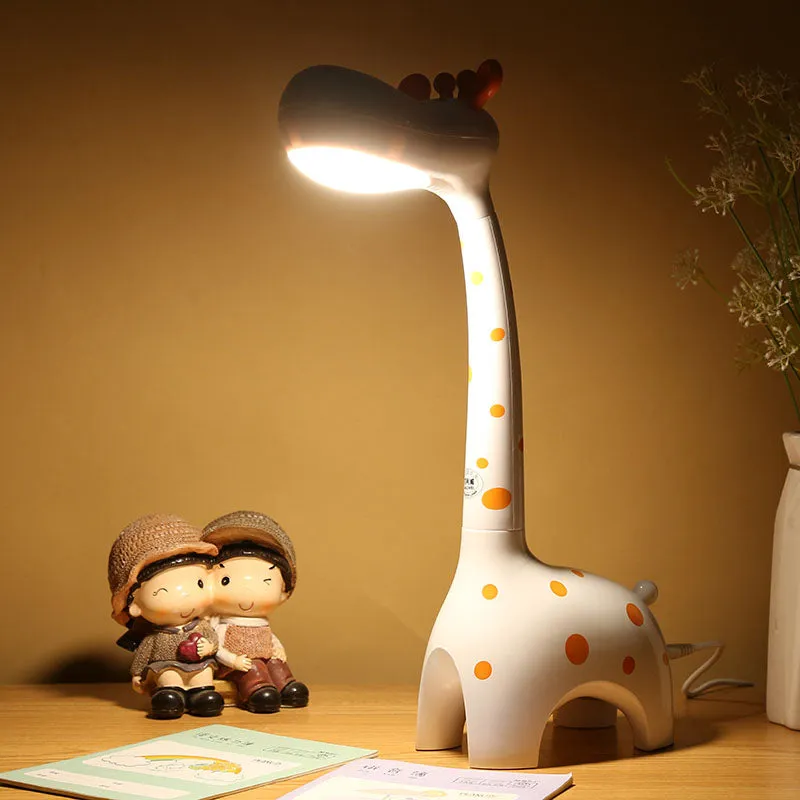 Plastic giraffe bureaulamp kinderen 1-kops wit/geel nachtkastje verlichting voor kinderslaapkamer Clearhalo