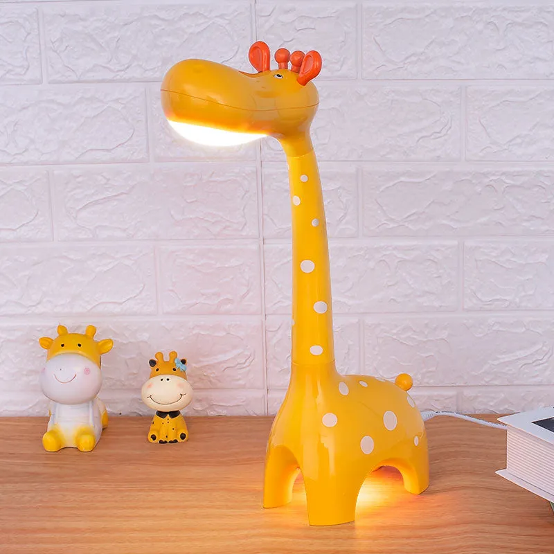 Plastic giraffe bureaulamp kinderen 1-kops wit/geel nachtkastje verlichting voor kinderslaapkamer Clearhalo