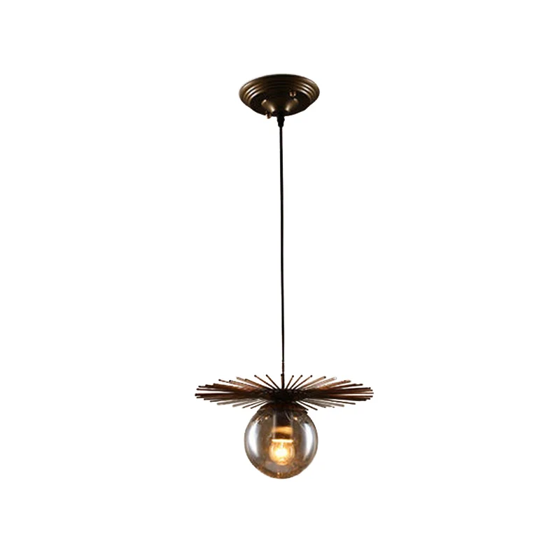 Platte hanglamp, eigentijds ijzeren restauranthanglamp met één lamp roest Clearhalo
