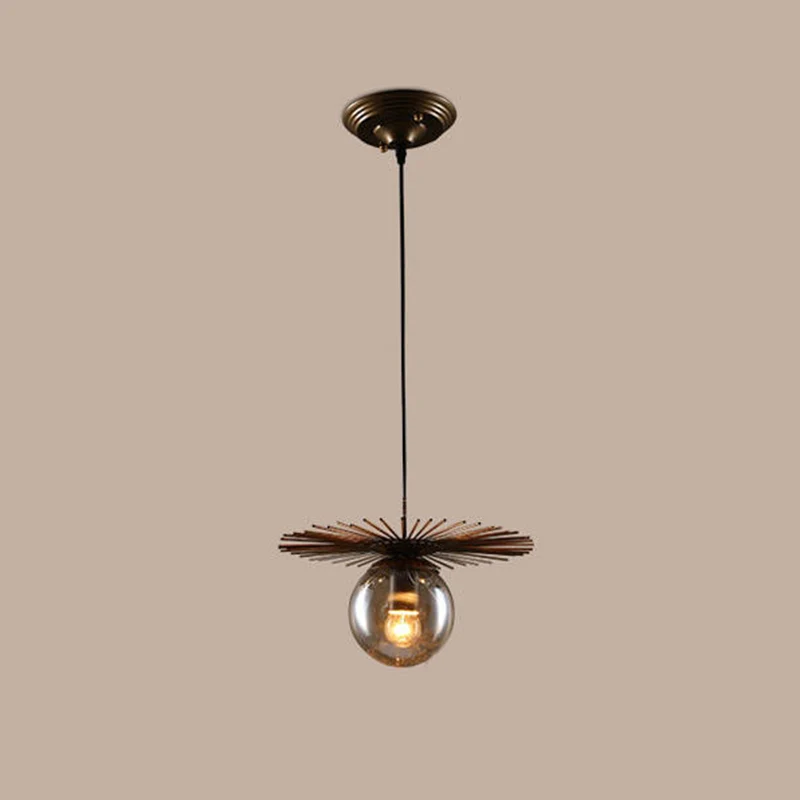 Platte hanglamp, eigentijds ijzeren restauranthanglamp met één lamp roest Clearhalo