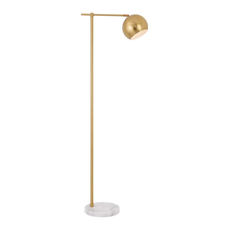 Platte ronde woonkamer vloerlamp marmer 1-lichts minimalistische staande verlichting met koepelschaduw Clearhalo