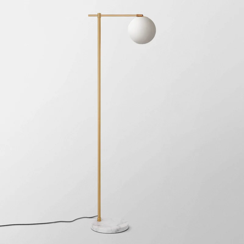 Platte ronde woonkamer vloerlamp marmer 1-lichts minimalistische staande verlichting met koepelschaduw Clearhalo