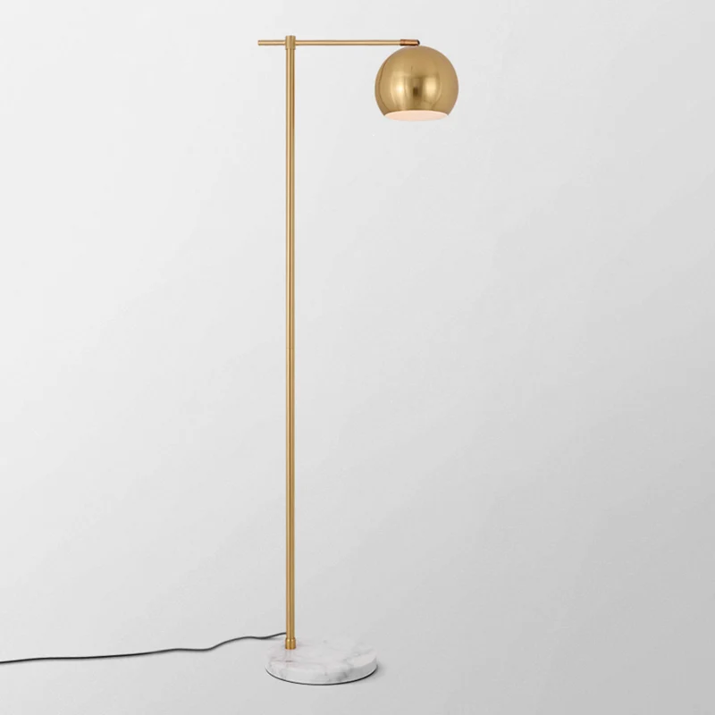 Platte ronde woonkamer vloerlamp marmer 1-lichts minimalistische staande verlichting met koepelschaduw Clearhalo