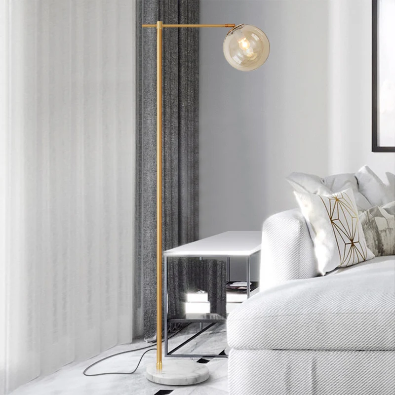 Platte ronde woonkamer vloerlamp marmer 1-lichts minimalistische staande verlichting met koepelschaduw Clearhalo
